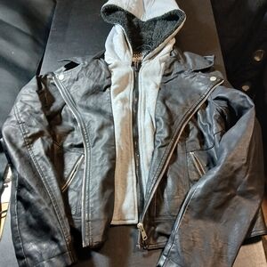 Alivia Ford Black/grey Size L Pleather Hoodie